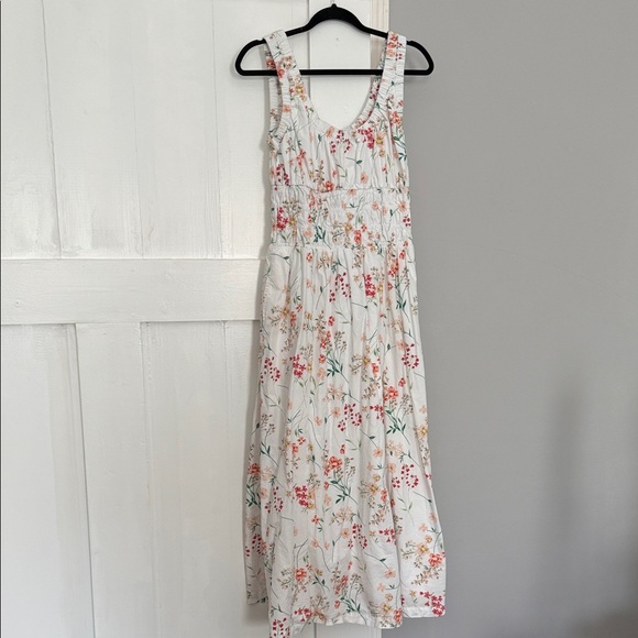LOFT Dresses & Skirts - LOFT White Maxi Sundress with Pink & Orange Floral Print